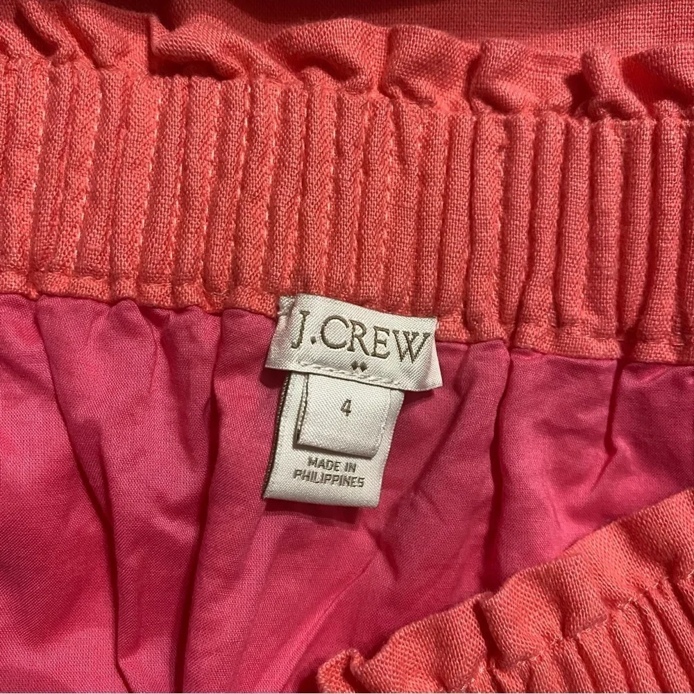 J Crew Coral Linen Blend Stretch Waist Sidewalk A Line Skirt